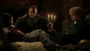 Shae, Bronn, and Tyrion