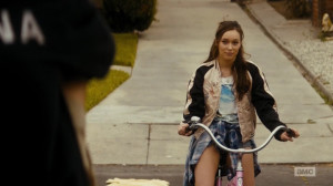 Alicia on the pink bike